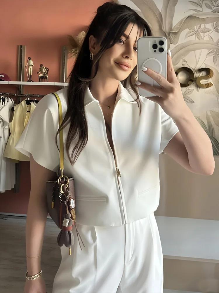 HXAO recadrée femmes vestes avec fermeture éclair vêtements d'extérieur haut été court Cardigan à ma