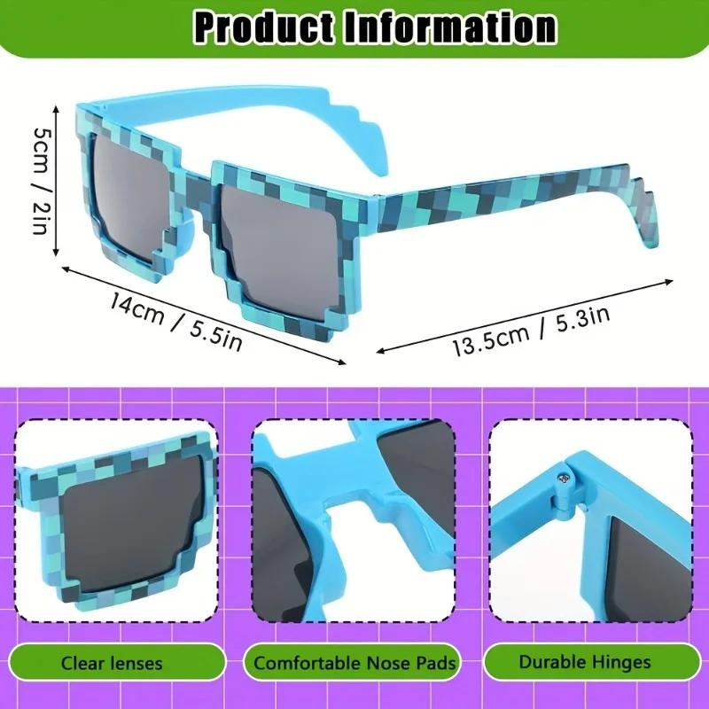 Paquet de 10 lunettes de joueur Pixel 8 bits, lunettes décoratives à monture en plastique, cadeaux d