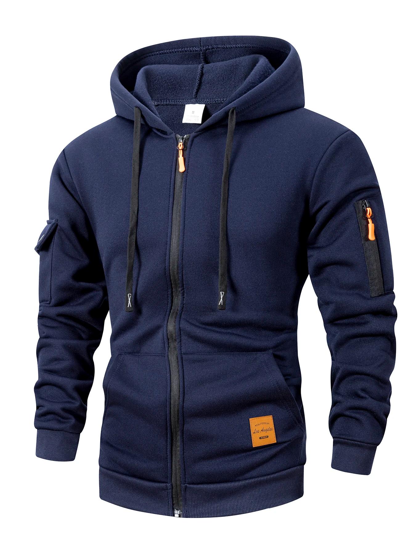2025 nouveau automne hommes sweats à manches longues veste à capuche fermeture à glissière veste mâl