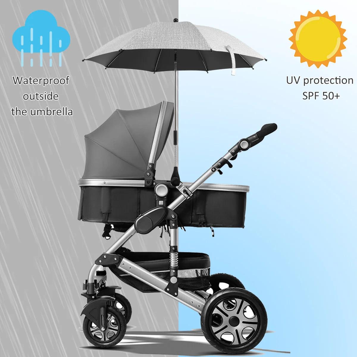 Parapluie universel poussette bébé - Protection UV, soleil et pluie - Parasol réglable 360° étanche