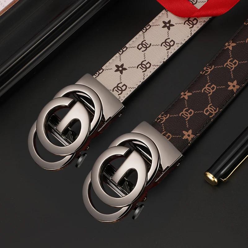 Ceinture en cuir véritable pour hommes, alliage métallique, boucle automatique, marque de luxe, Desi