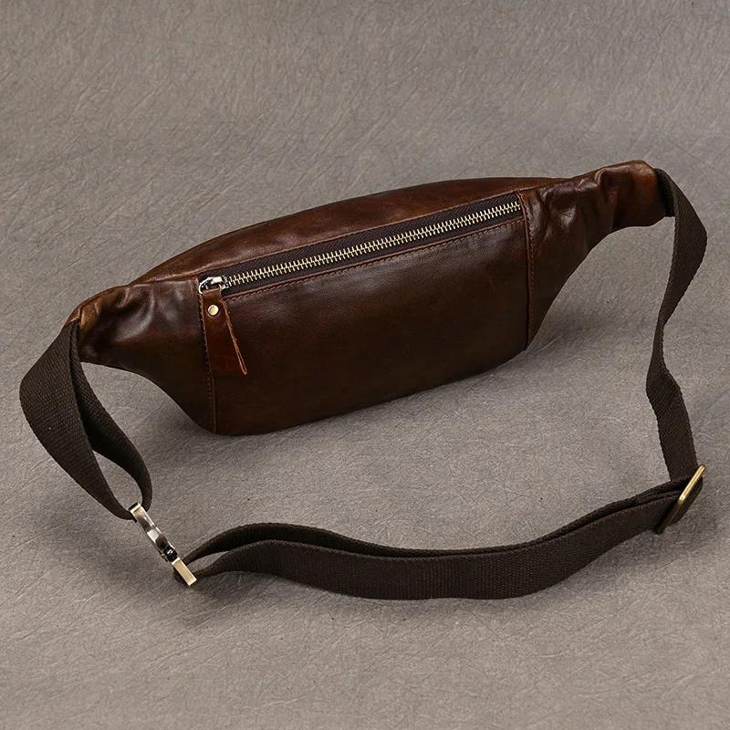 Sacs de poitrine en cuir pour hommes, sac à bandoulière lancé pour homme, sac de taille masculin, sa