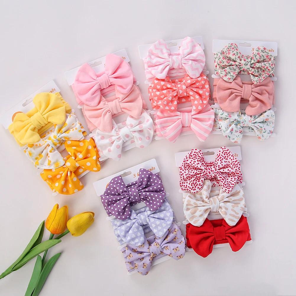 3 pièces/ensemble mignon coton arcs bébé bandeaux nouveau-né infantile élastique bandeaux garçons fi