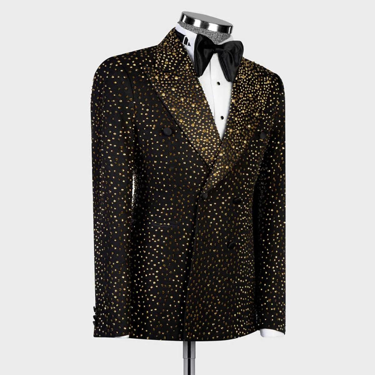 Costume de smoking de luxe pour homme, orné de perles et de diamants, 1 pièce, formel, pour mariage,