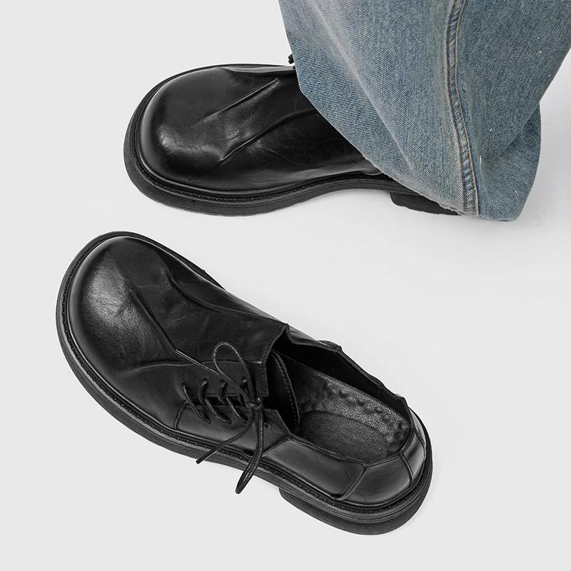 Derby chaussures en cuir à semelles épaisses pour hommes Styles de créateurs de mode Fête et Travail