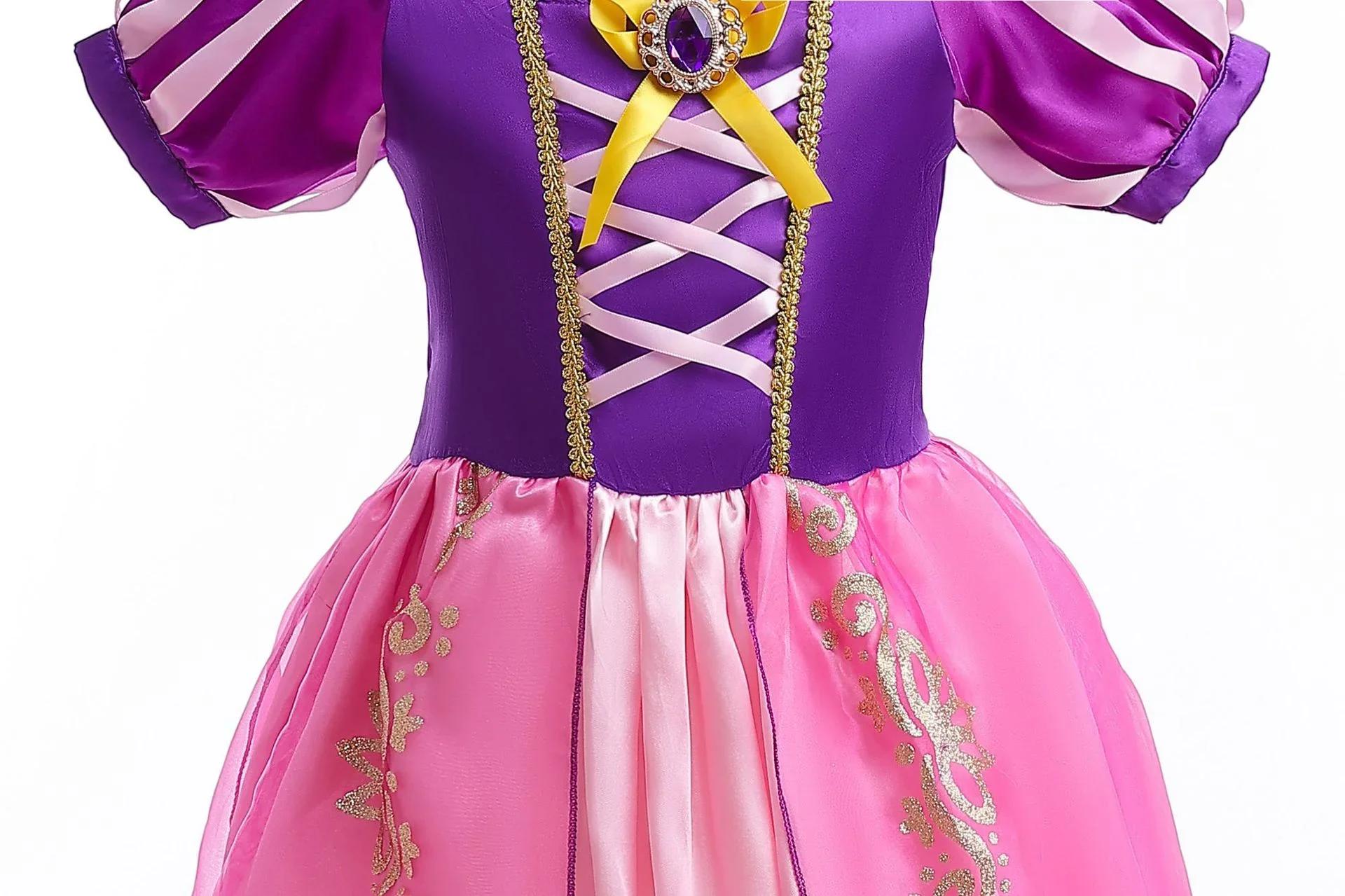 Robe cosplay Disney princesse Raiponce emmêlée enfant costume Halloween anniversaire fête