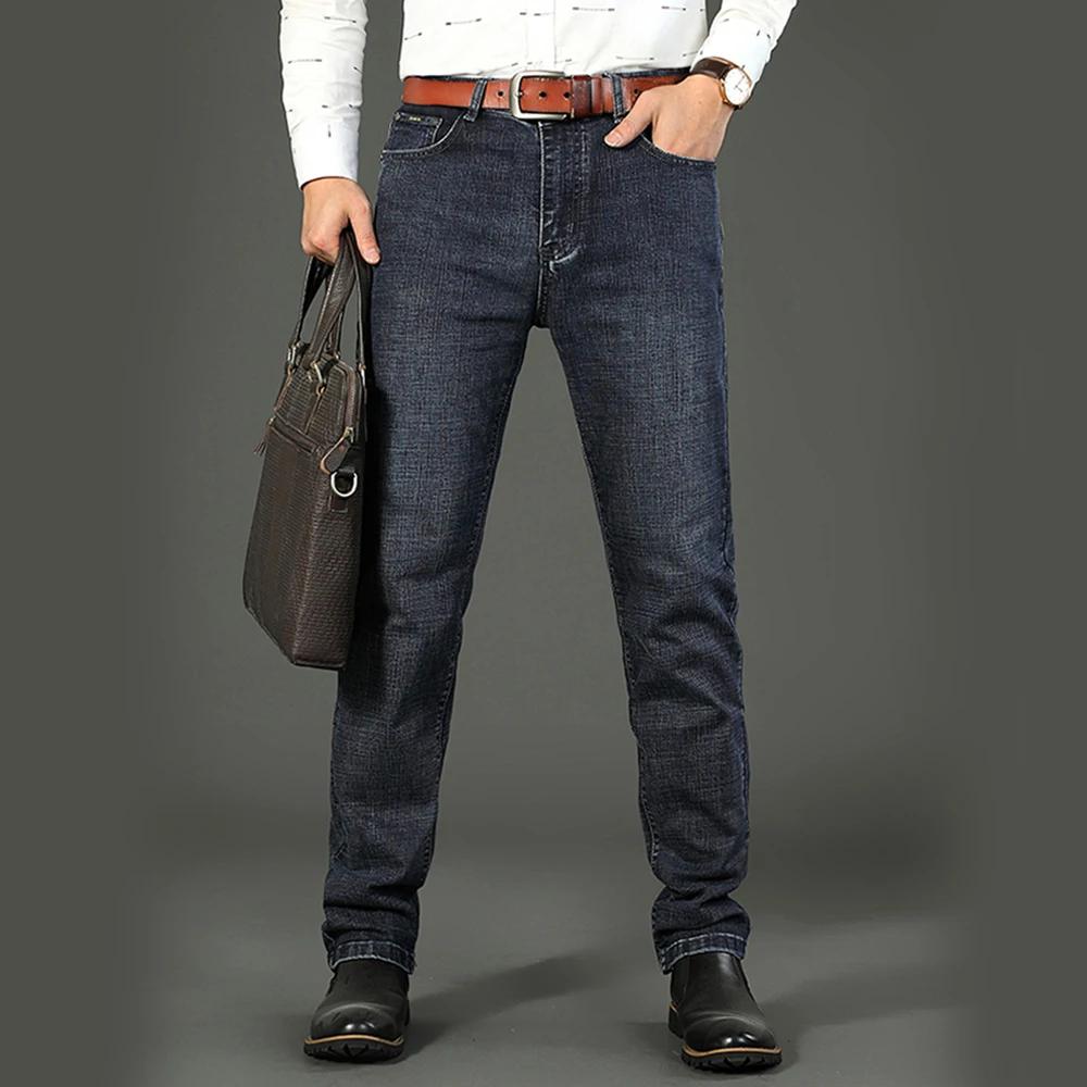 Wthinlee hommes d'affaires jean décontracté droit Stretch mode classique bleu noir travail Denim pan