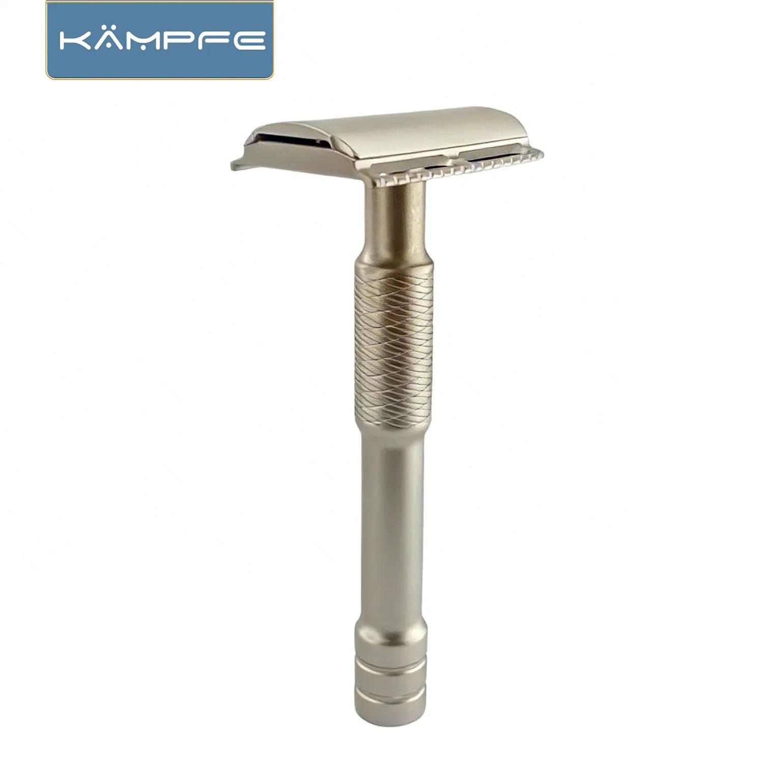 Rasoir de sécurité manuel vintage KAMPFE, à peigne fermé, en acier inoxydable, usiné CNC, pour homme