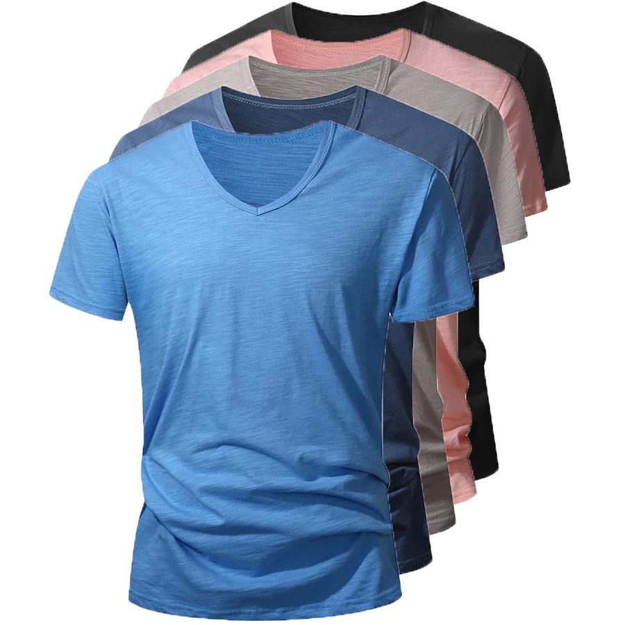 T-shirt pour homme 100% coton, manches courtes, été, noir et blanc, vêtements pour homme, doux, de h