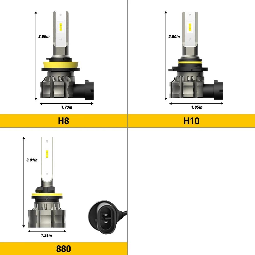 AUXITO 2 pièces feu antibrouillard de voiture H11 H8 LED Canbus sans erreur H10 H16(JP) H27 880 LED 