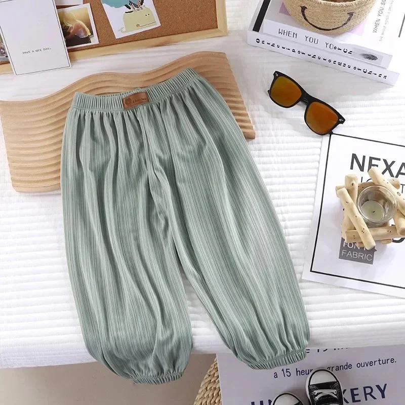Pantalon d'été fin et respirant pour enfants, couleur bonbon contre les moustiques, pour garçons et 