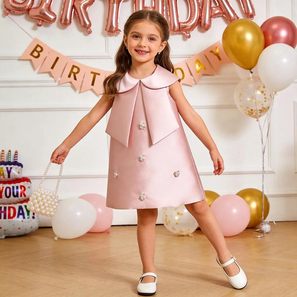 Nouvelle robe de princesse rouge à manches longues de style occidental pour filles, jupe évasée, rob