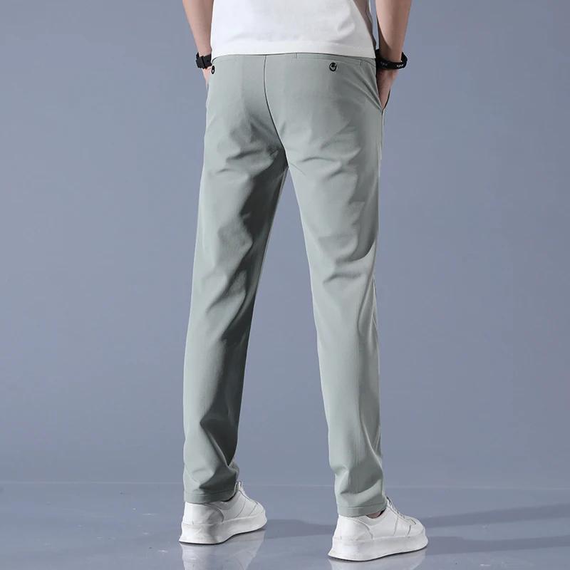 Pantalon Ultra-fin pour hommes, extensible, Slim, droit, décontracté, haute qualité, mode, respirant