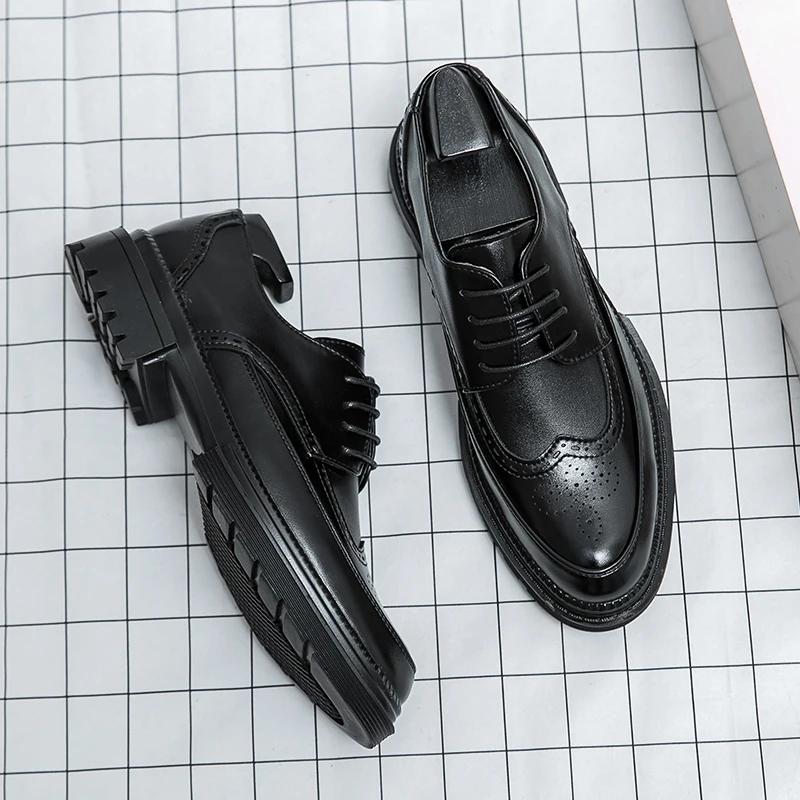 Chaussures en cuir à lacets pour jeunes hommes, chaussures d'affaires formelles, chaussures de maria