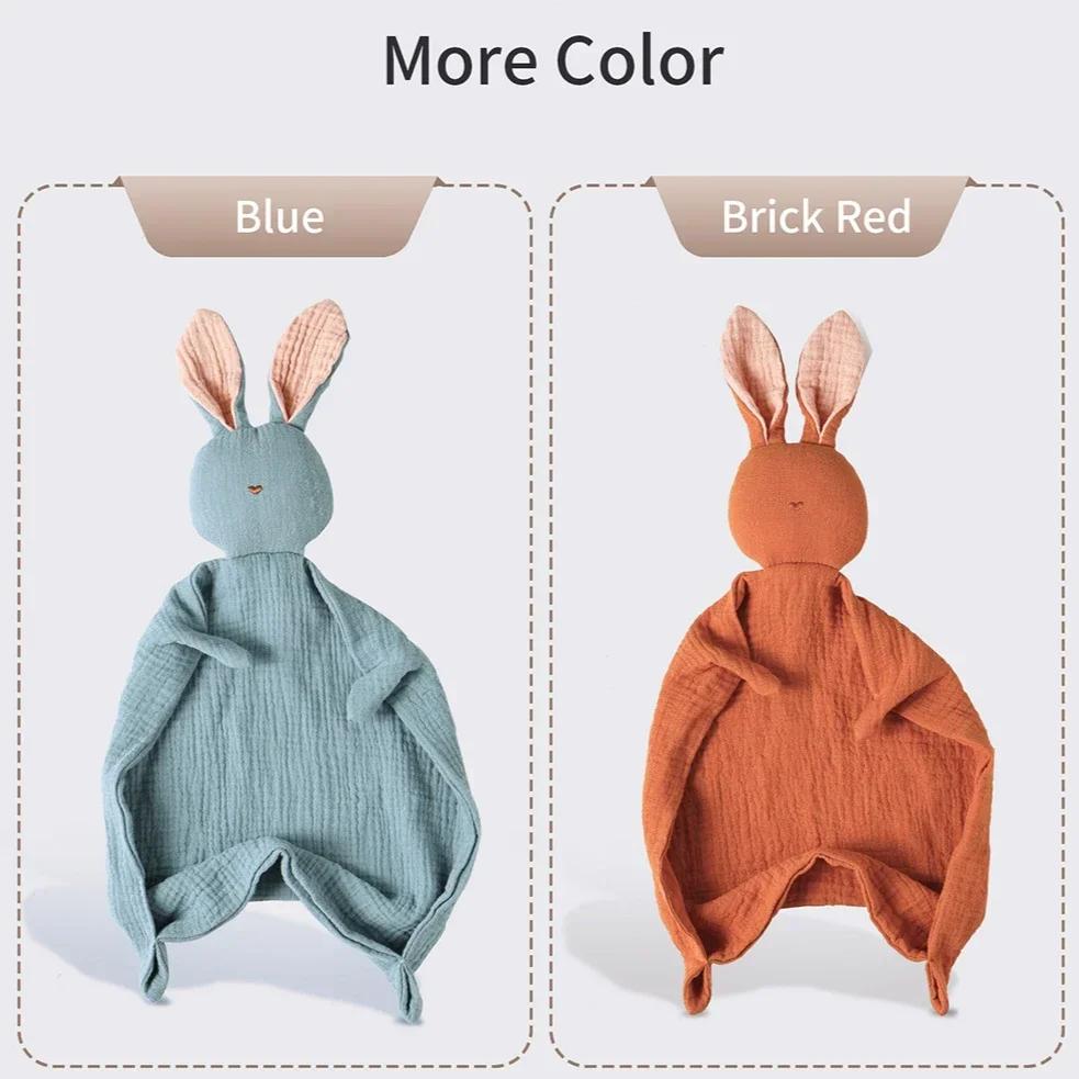 Serviette apaisante pour bébé, 100% mousseline de coton, mouchoir de dessin animé pour bébé, lapin m