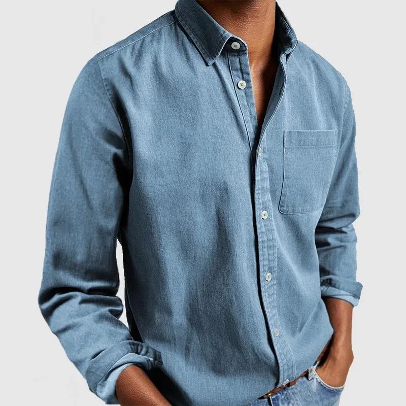 Chemise Slim Décontractée à Manches sulfet Col Rabattu pour Homme, Vêtement Classique et Boutonné, C