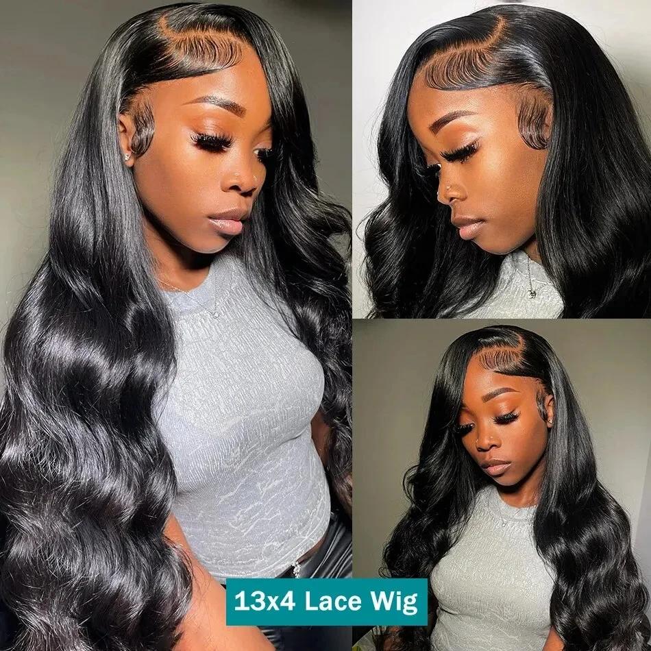 Perruque Lace Front Wig Body Wave Brésilienne Naturelle, Cheveux Humains Transparent, 13x4, HD, Pre-