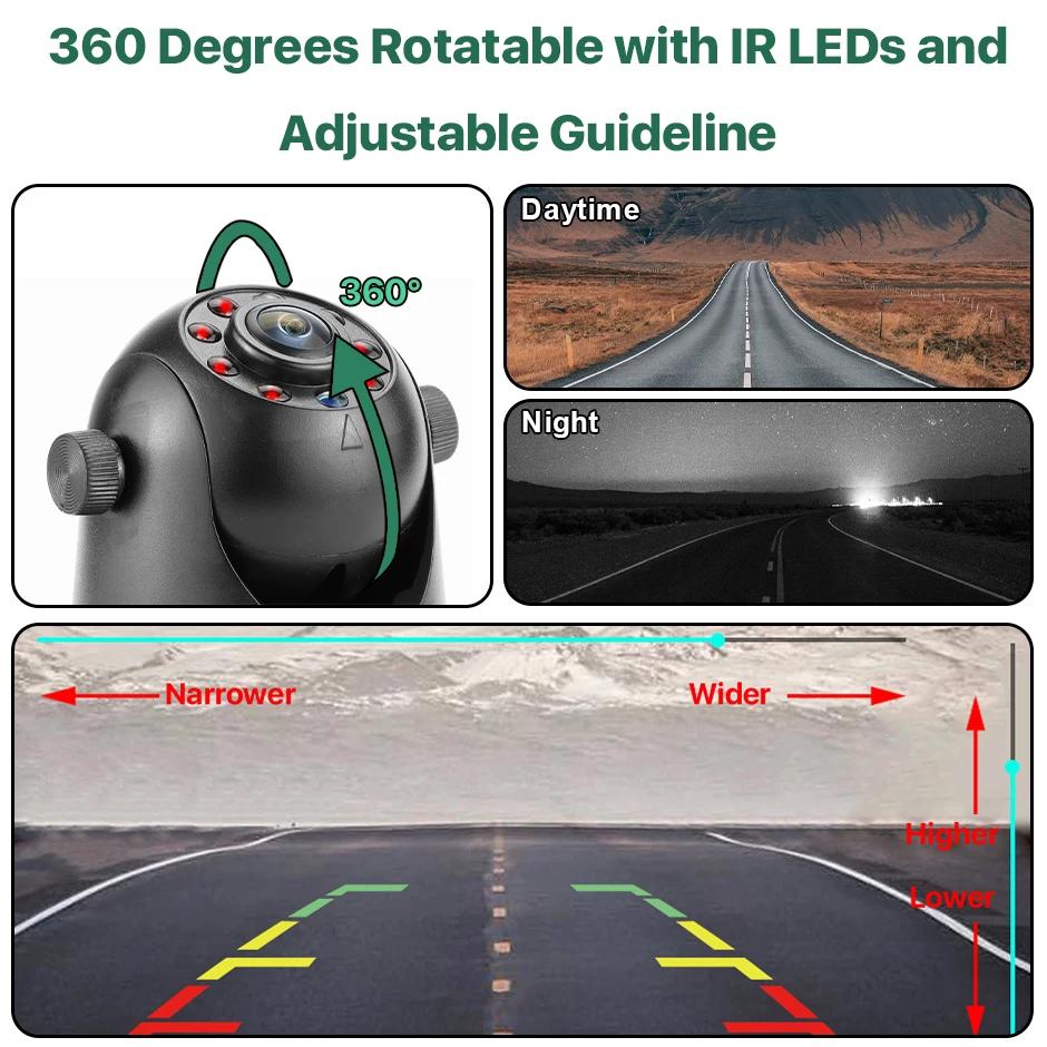 GreenYi-Caméra de recul sans fil à attelage magnétique, WiFi 5G, vision nocturne, aste, remorque, ca