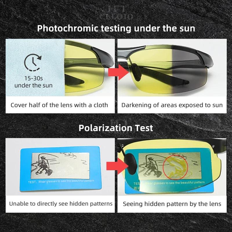 SZTZX aluminium sans monture photochromique jour nuit Vision Anti-éblouissement lunettes hommes pola
