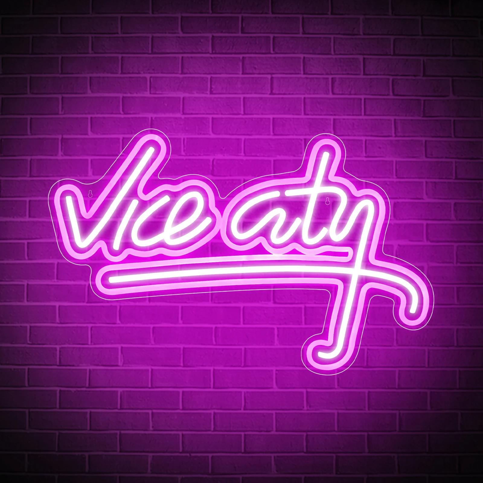 Enseigne au néon Vice City pour décoration murale, néon LED USB, chambre à coucher, chambre d'enfant