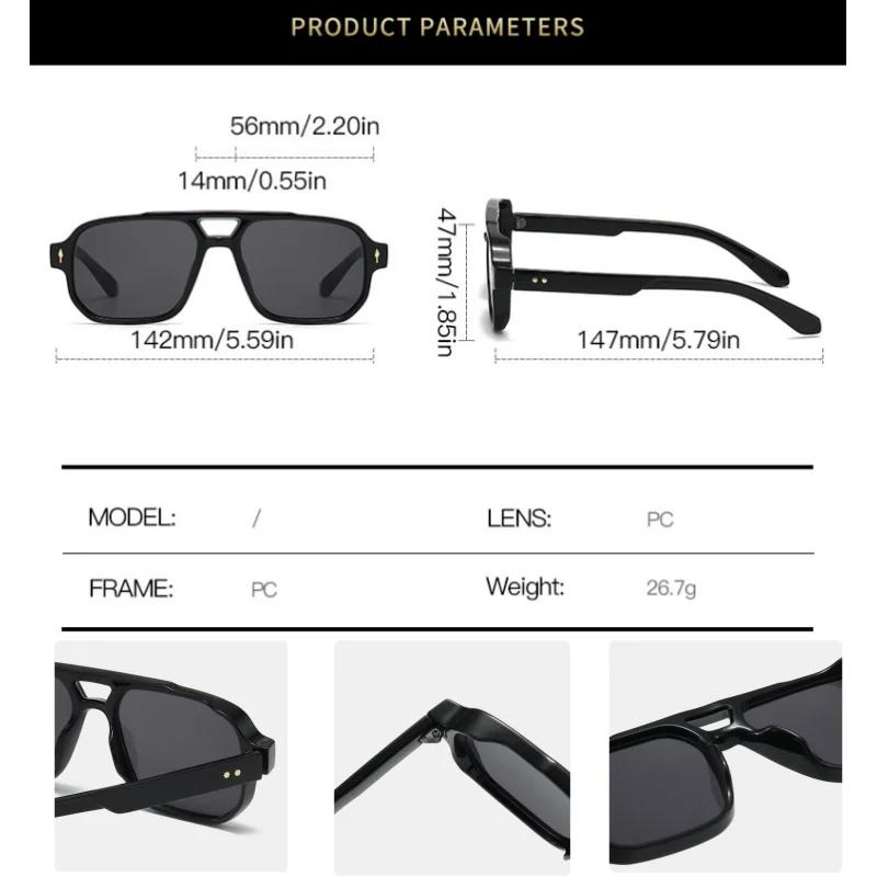 Lunettes de soleil carrées rétro à Double pont pour femmes et hommes, Design de luxe à la mode, Rive