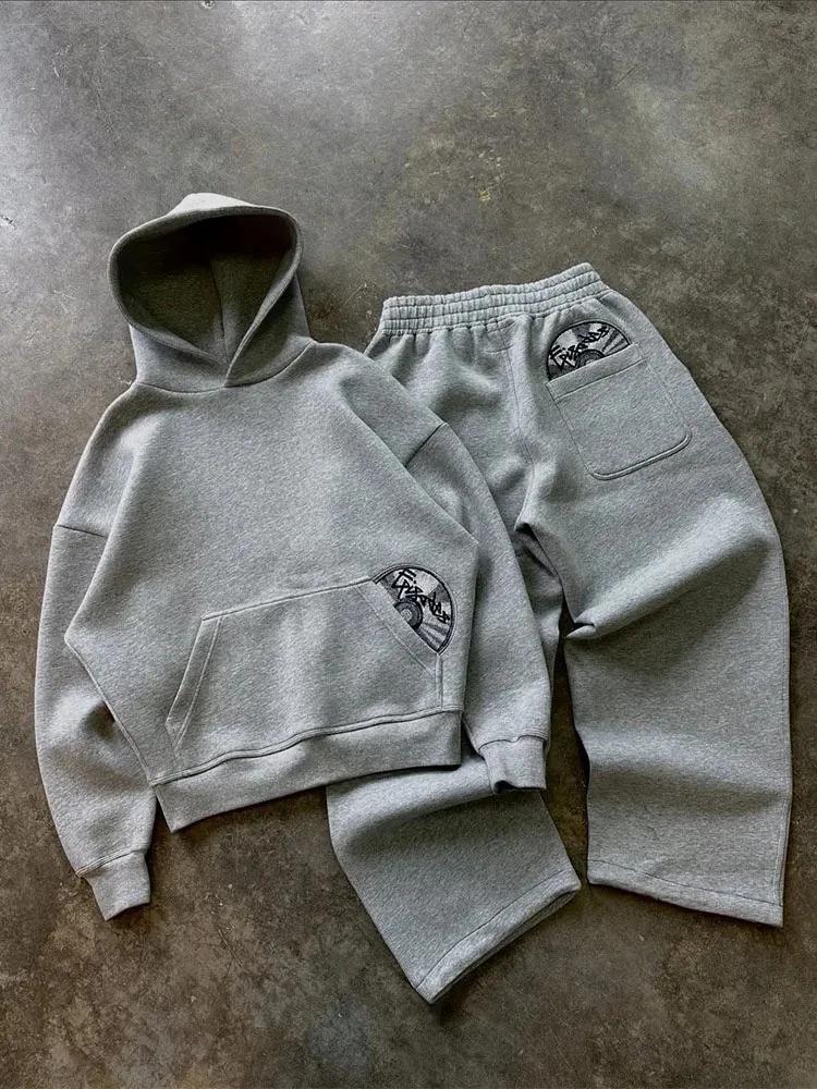 Costume de sport pour hommes, Streetwear rétro décontracté, tendance, Y2K, Harajuku, sweat à capuche