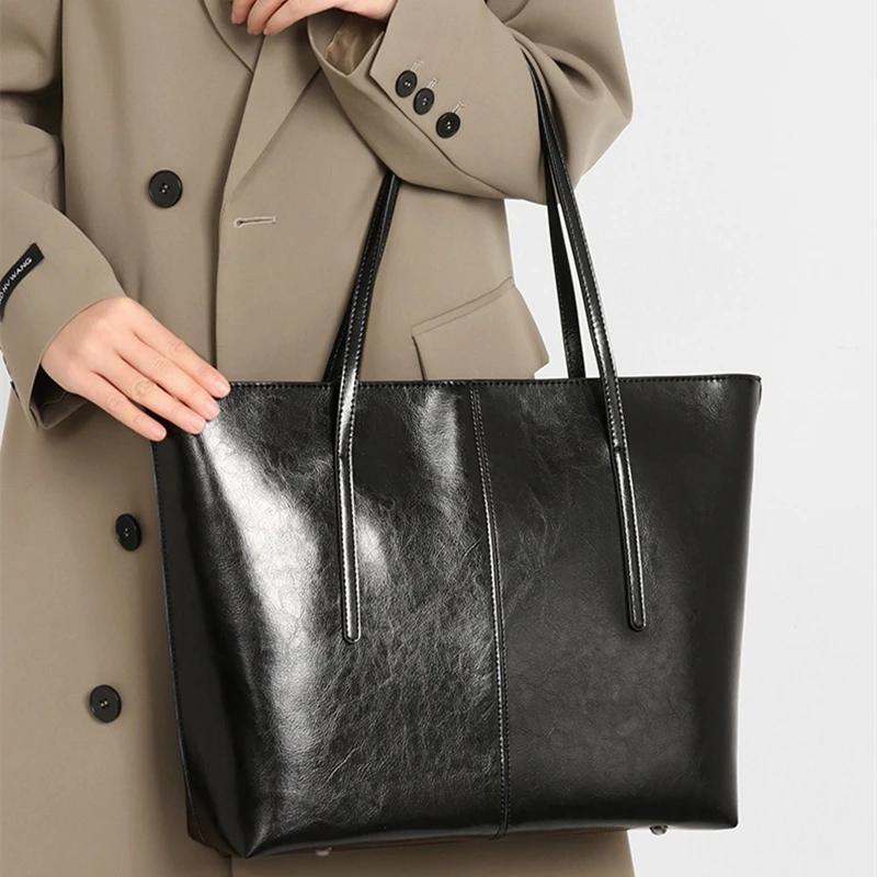 BURMINSA – sacs fourre-tout Vintage en cuir véritable pour femmes, sacs à main de luxe élégants pour