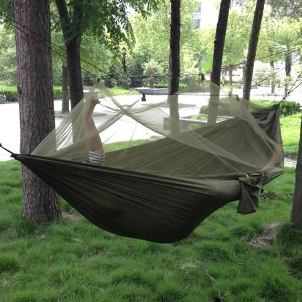 Hamac de Camping en plein air Portable léger avec moustiquaire, tissu Parachute haute résistance, li