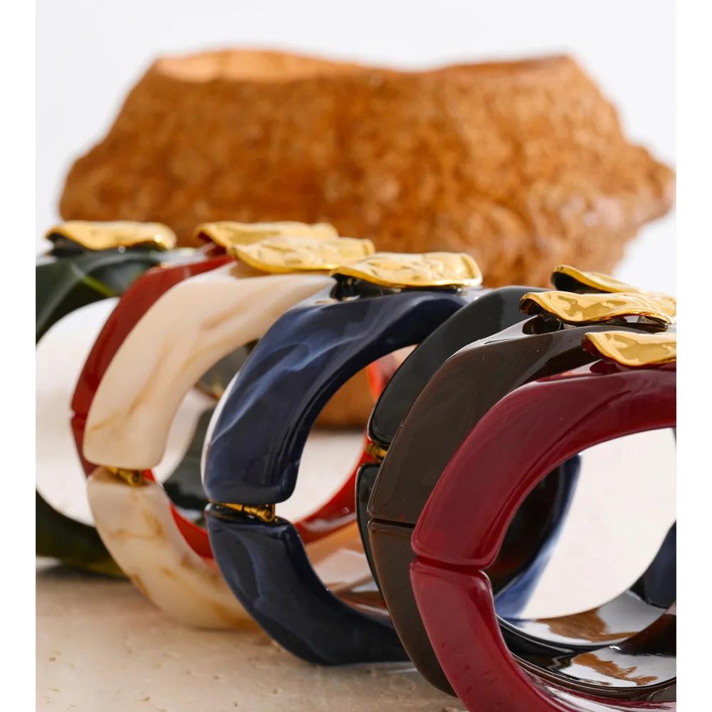 Yhpup 60mm multicolore résine large Bracelet Bracelet 2025 exclusif étanche en acier inoxydable Styl