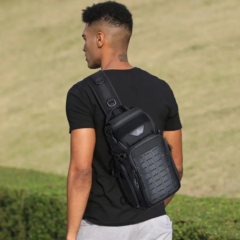OZUKO hommes sacs de poitrine Sports de plein air tactique bandoulière sacs à bandoulière mâle étanc