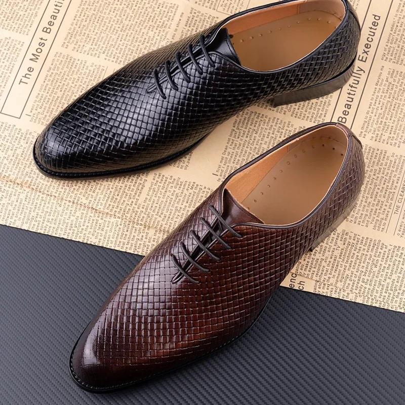 Chaussures Oxford en cuir véritable pour hommes, chaussures de bureau d'affaires décontractées, conf