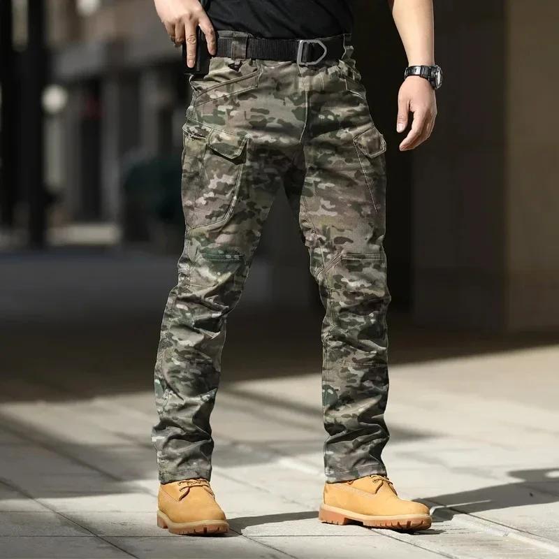 Pantalon Cargo imperméable pour hommes, élastique, poches multiples, militaire, jogging d'extérieur,