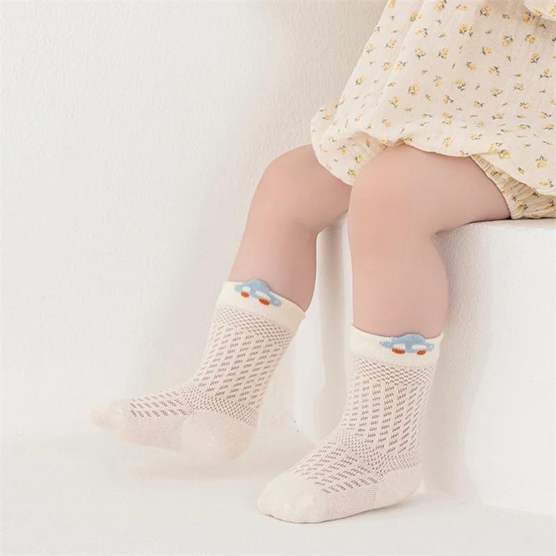 3 paires/lot chaussettes nouveau-né pour fille garçon 0-5 ans été mince coton maille infantile bébé 