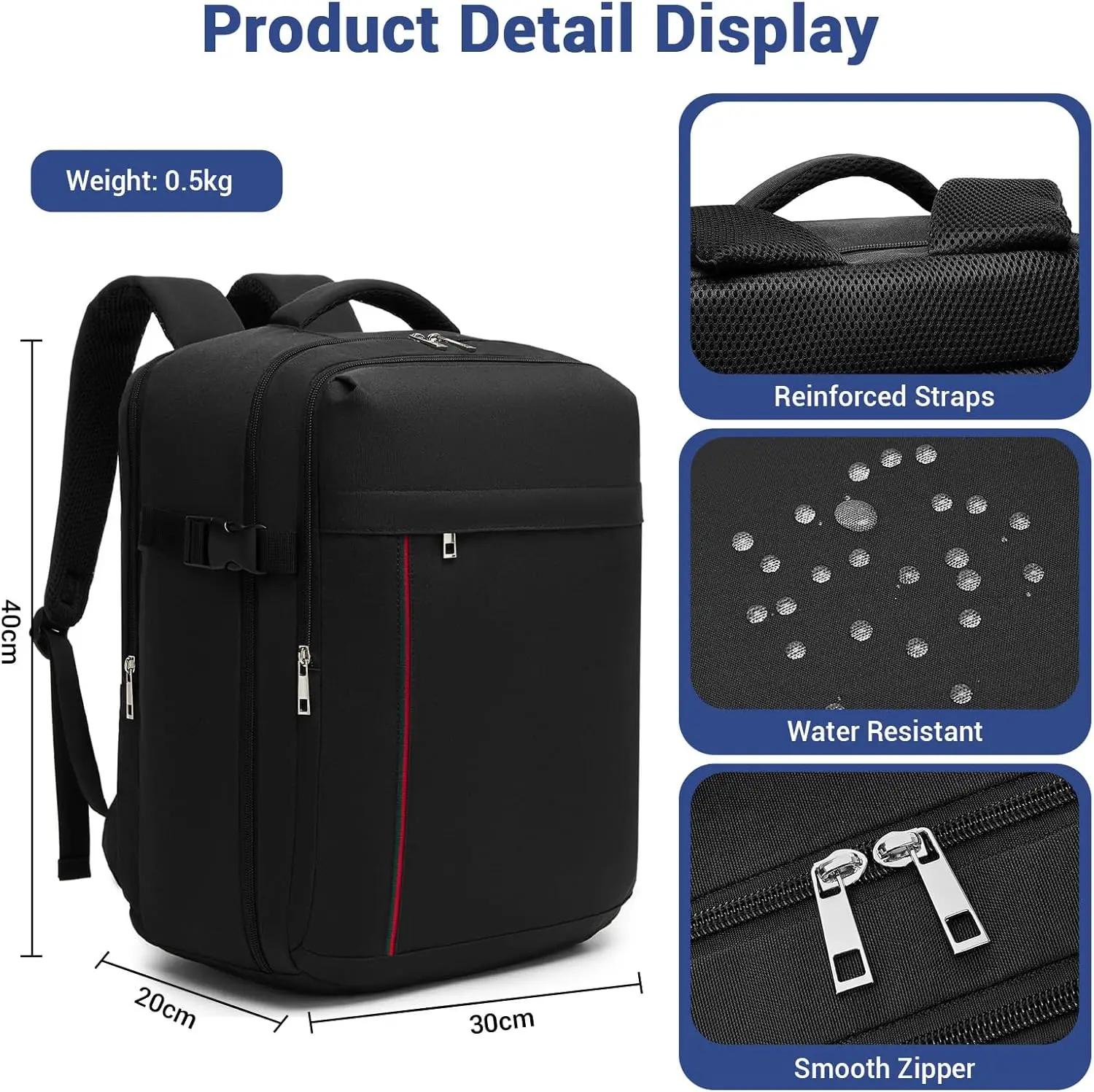 Sac à dos KONO compatible Ryanair, bagage à main 40×30×20cm, imperméable, léger avec compartiment po