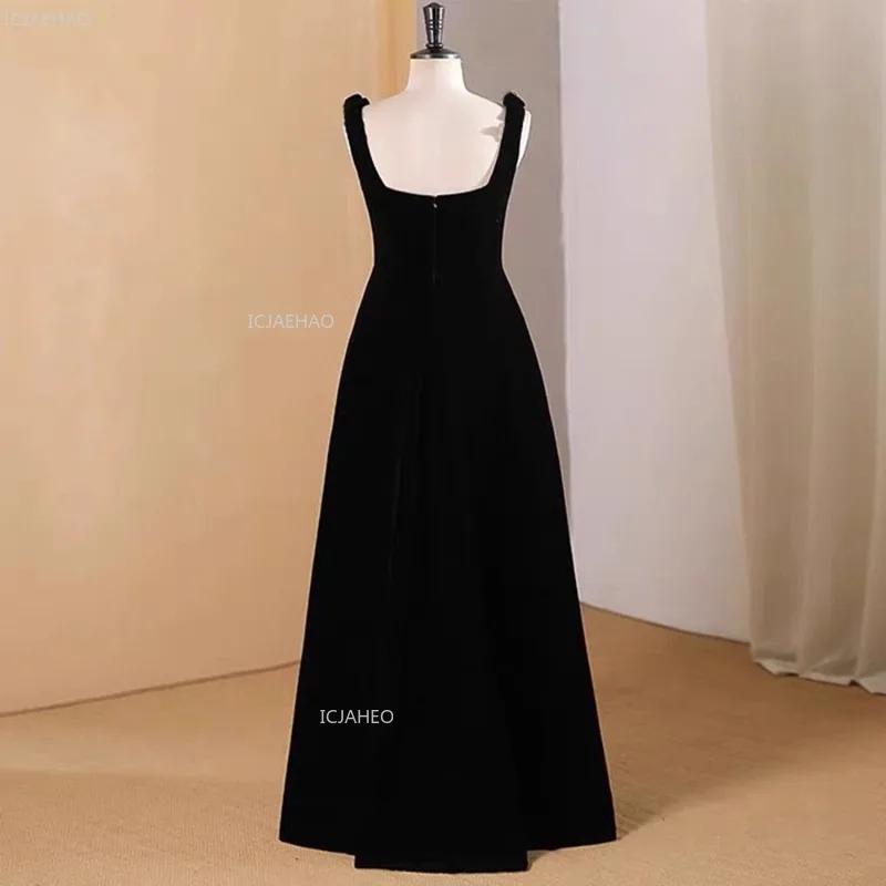 Robe de soirée vintage en velours noir pour filles, idéale pour concours de beauté, défilés de mode,