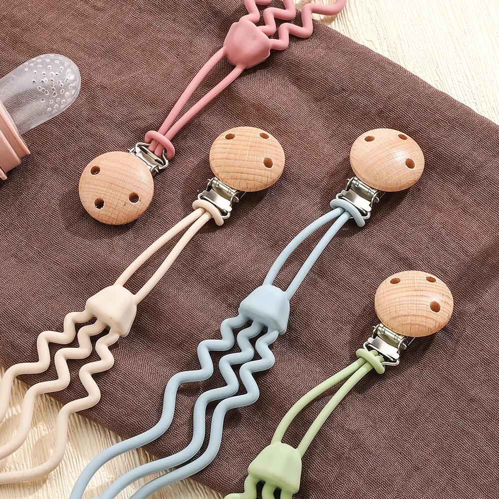 Chaîne de sucette en Silicone 1 pièce, conception en forme de méduse, couleur rose/crème, Animal mar