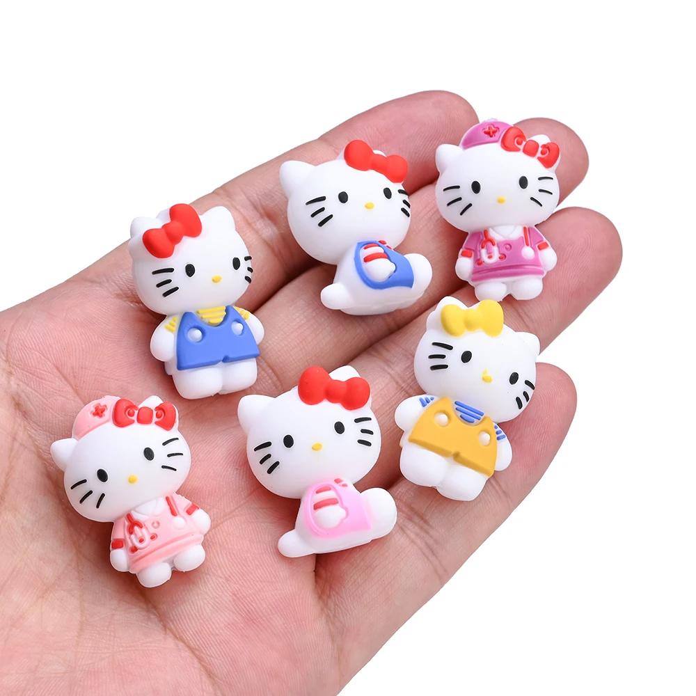 Perles en Silicone sur le thème Sanrio 3D, 7 pièces, perles de mise au point Hello Kitty pour bricol