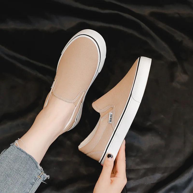 Adulte printemps automne toile chaussures un pied sans lacet chaussures Version coréenne étudiant bl