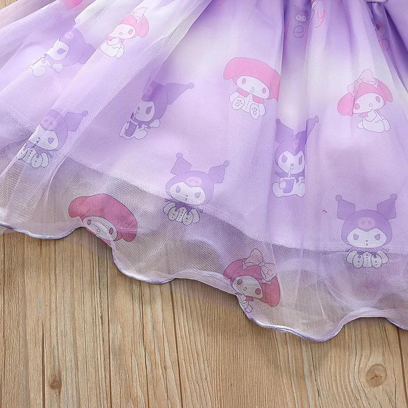 Robe de printemps et d'automne pour filles, en maille, dessin animé Kuromi, robes de princesse à man