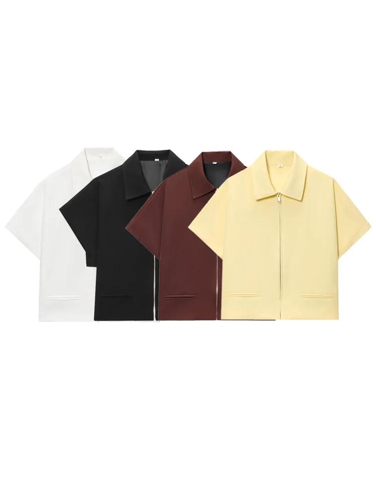 HXAO recadrée femmes vestes avec fermeture éclair vêtements d'extérieur haut été court Cardigan à ma