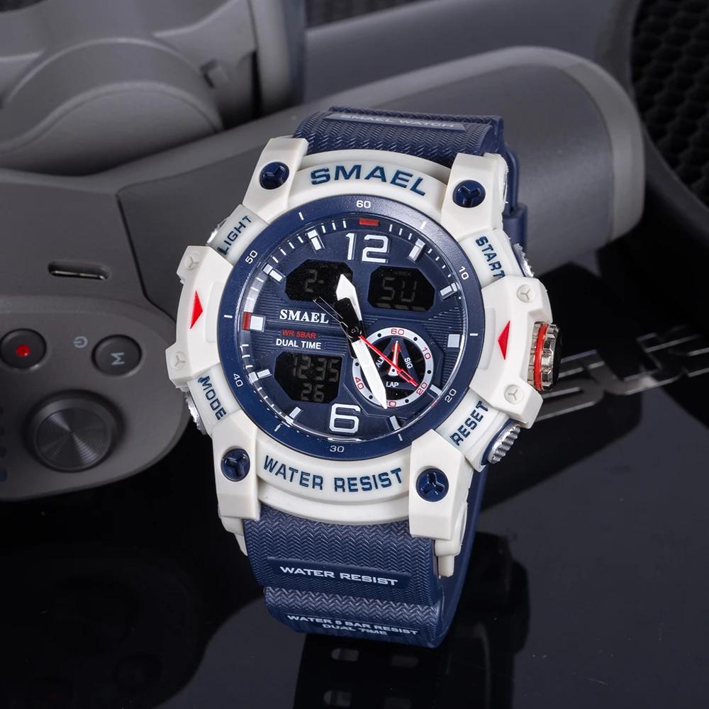 SMAEL-Montre-bracelet de sport militaire pour homme, chronomètre d'alarme, rétroéclairage numérique 