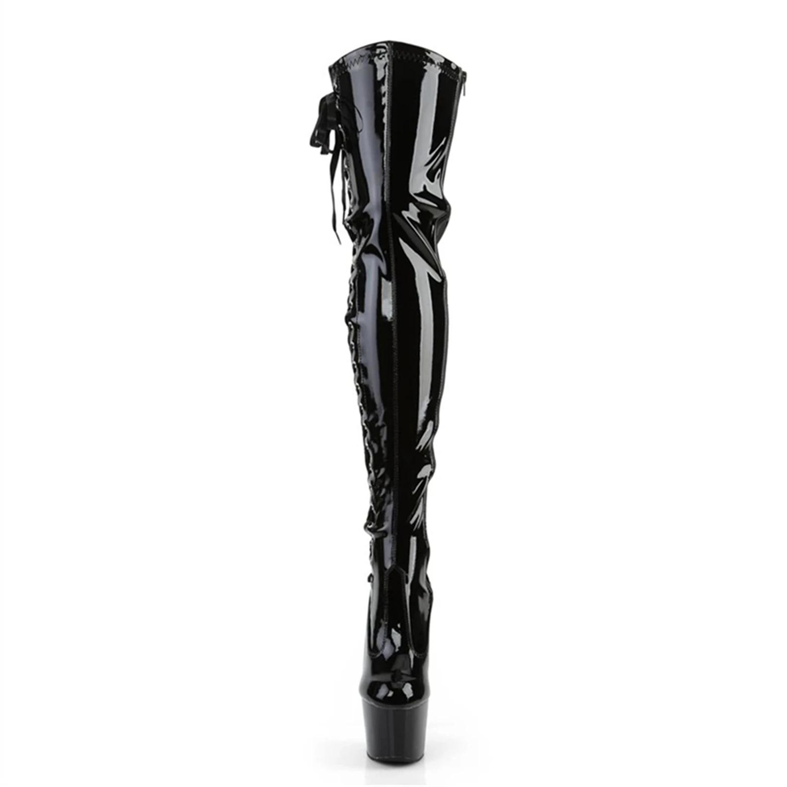 BOTES DE DANCE POLE 17CM | SOLE à talon et antidérapant renforcé en acier | Bottes de scène haut