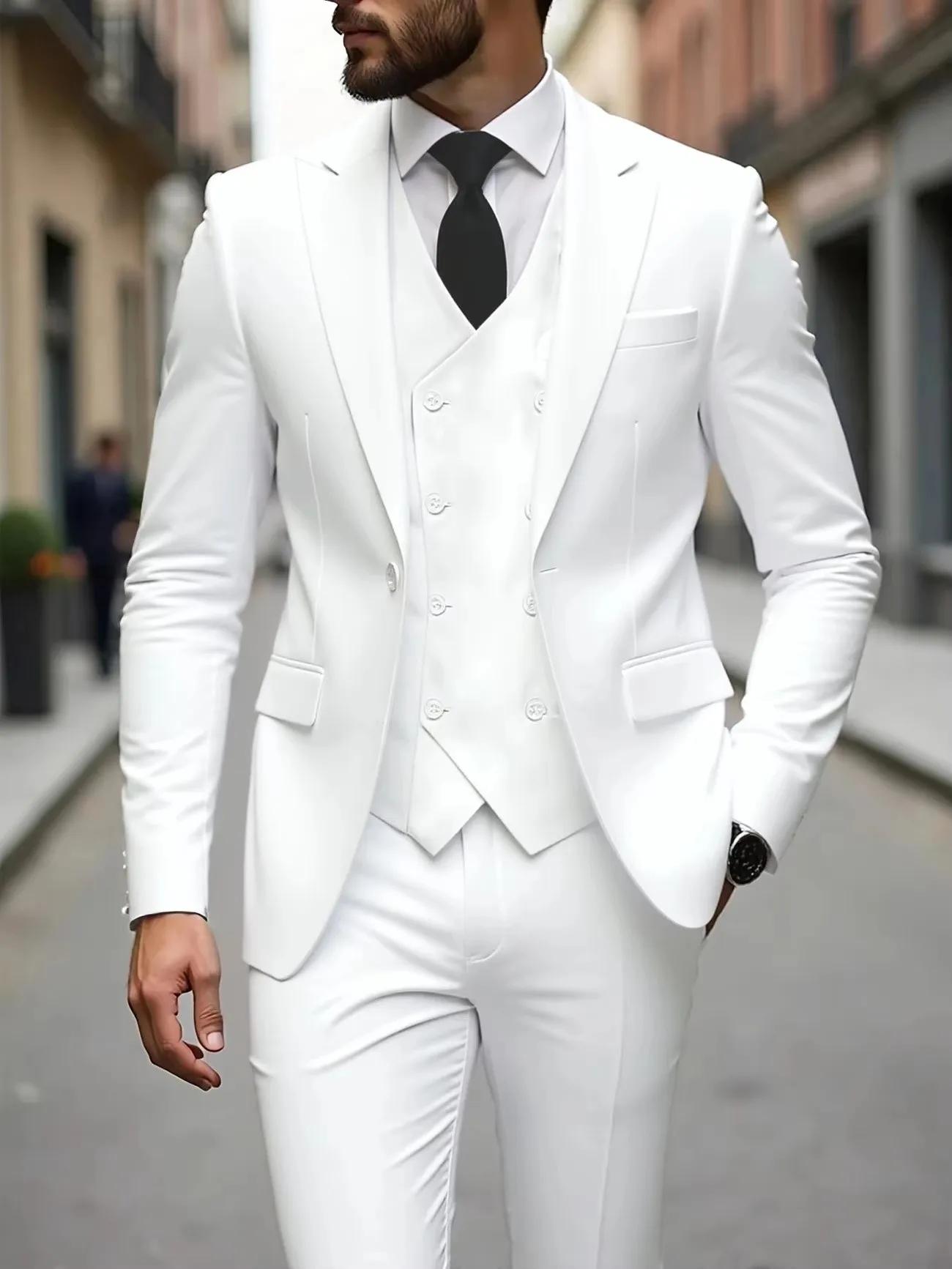 Costume homme à simple boutonnage, ensemble 3 pièces, tenue formelle, toutes saisons, Traje American