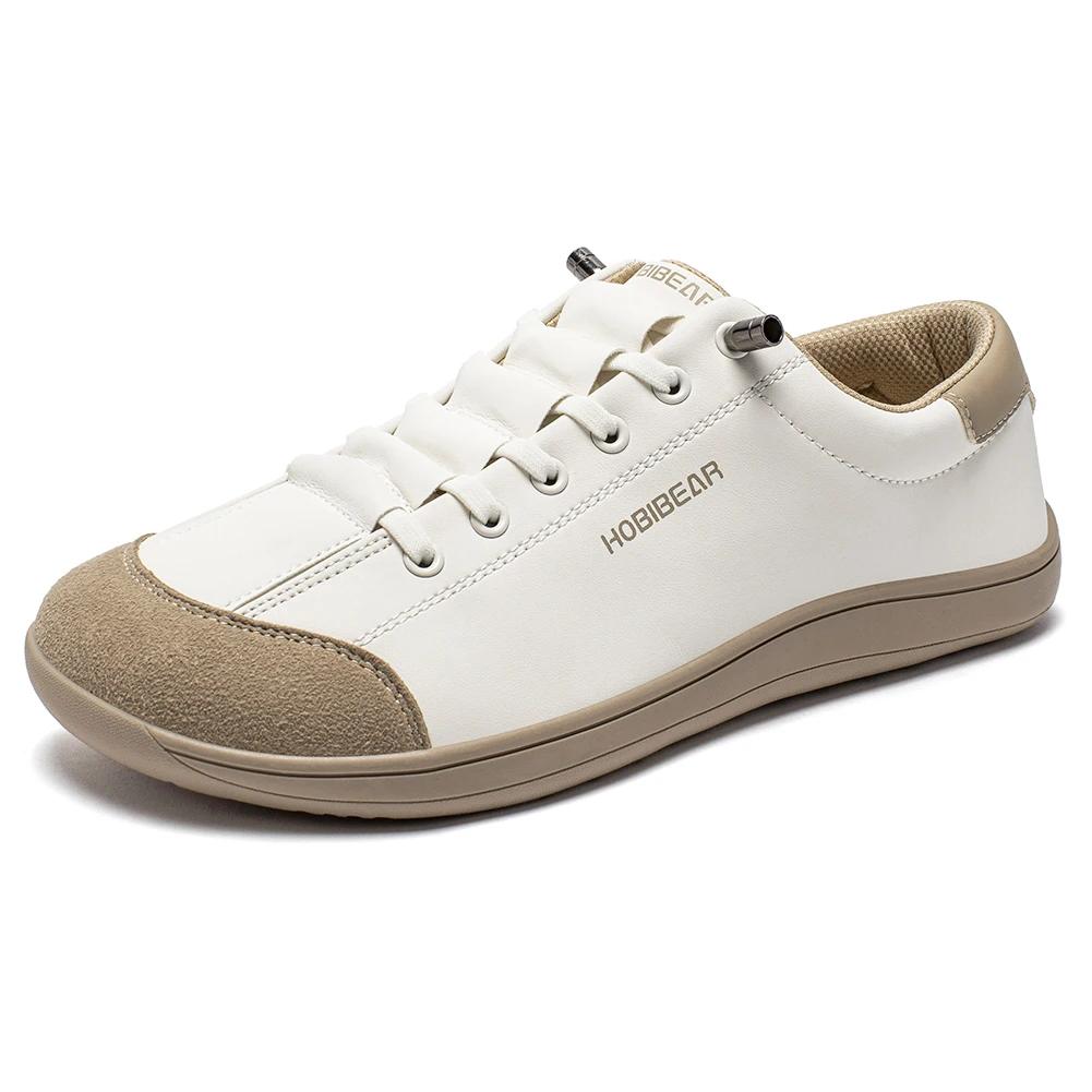 HOBIBEAR chaussures pieds nus unisexe bout large baskets en cuir artificiel zéro goutte sans lacet e