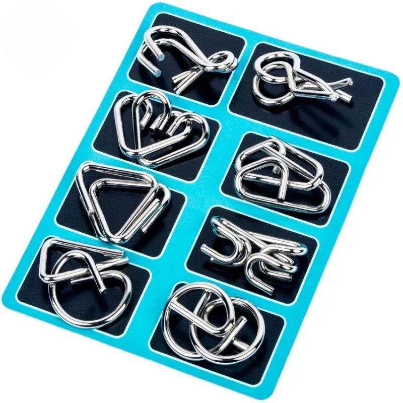 8 pièces/ensemble métal Montessori Puzzle fil esprit casse-tête Puzzles enfants adultes jeu interact