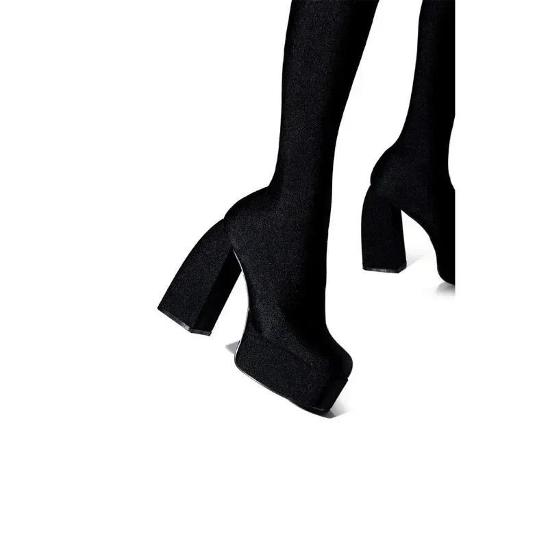 Combinaison élastique imperméable à tête carrée pour la fête de course, bottes de gril, bottes à tal