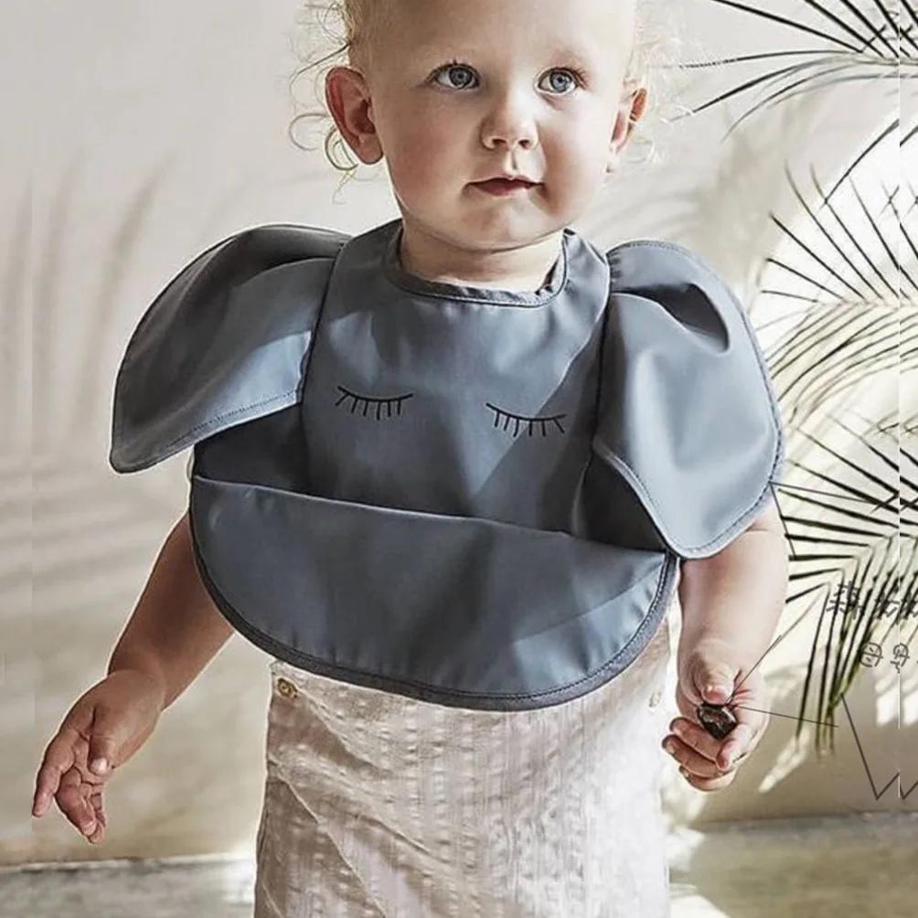 INS Style nordique bavoirs bébé imperméable à manches courtes avec poche alimentation bavoir impermé