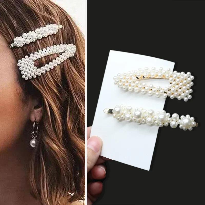 1 ensemble de pinces à cheveux en perles faites à la main pour femmes, Barrettes à fleurs géométriqu