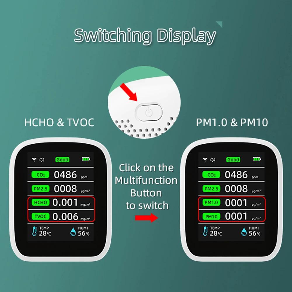 Tuya WIFI 8 en 1 moniteur de qualité de l'air CO2 HCHO TVOC PM1.0 PM2.5 PM10 testeur température hum