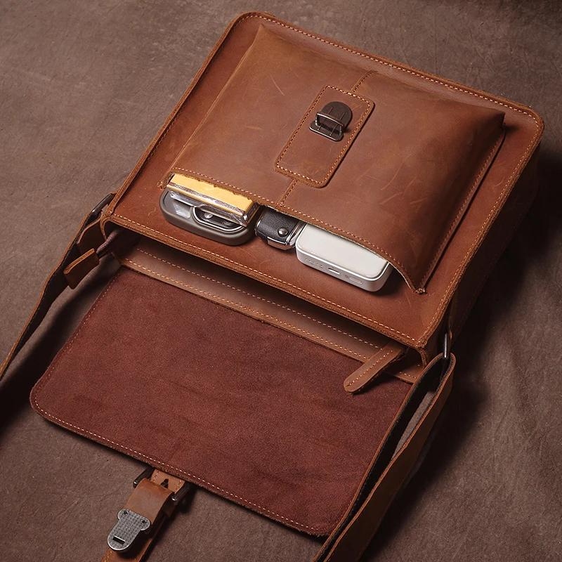 GURO marque de luxe en cuir véritable sac à bandoulière hommes Crazy Horse peau de vache sac de mess
